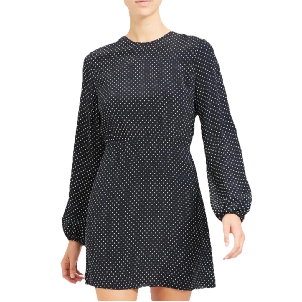 Theory Dress Polka Dot Crewneck Long Sleeve Mini